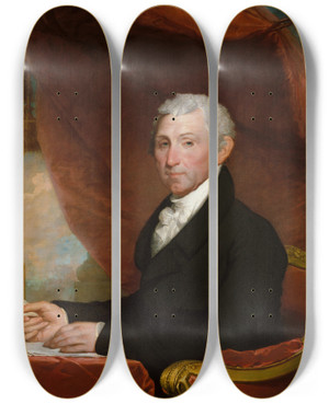 Triptych art skateboard deck of Gilbert Stuart James Monroe_2 by Gilbert Stuart (1755-1828)