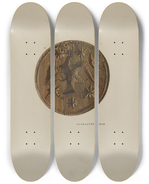 Triptych art skateboard deck of Charlotte Angus Pa German Butter Mold_2 by Charlotte Angus (1911-1989)