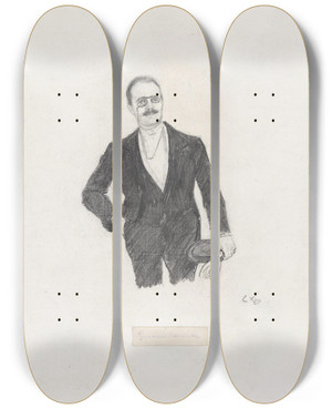 Triptych art skateboard deck of Christian Krohg Gerhard Munthe by Christian Krohg (1852-1925)