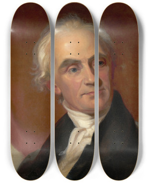 Triptych art skateboard deck of Thomas Sully John Vaughan by Thomas Sully (1783-1872)