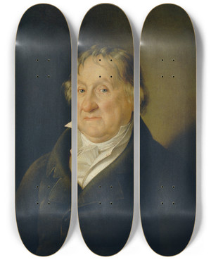 Triptych art skateboard deck of Erasmus Von Engert Herrenbildnis by Erasmus Von Engert (1796-1871)