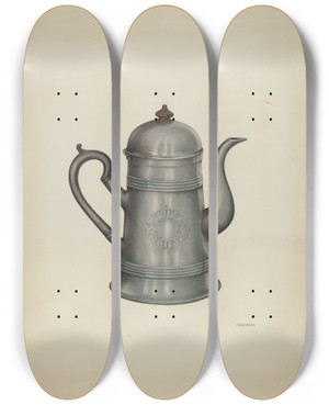 Triptych art skateboard deck of Frank Mcentee Coffee Pot by Frank Mcentee