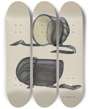 Triptych art skateboard deck of B Berndt Black Silk Bonnet by B Berndt