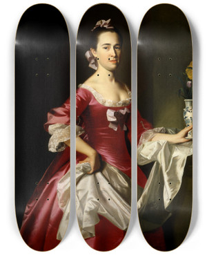 Triptych art skateboard deck of John Singleton Copley Mrs George Watson by John Singleton Copley (1738-1815)