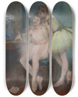 Triptych art skateboard deck of Pierre Carrierbelleuse La Lettre by Pierre Carrier-Belleuse (1851-1932)