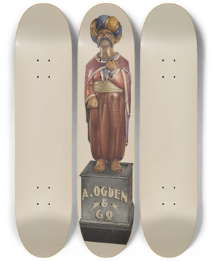 Triptych art skateboard deck of Robert Pohle Cigar Store Figure_1 by Robert Pohle