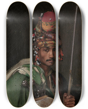 Triptych art skateboard deck of Jeanlon Grme Bashibazouk_2 by Jean-Lon Grme (1824-1904)