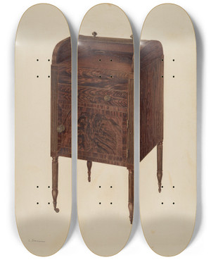 Triptych art skateboard deck of Leo Drozdoff Washstand by Leo Drozdoff
