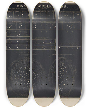 Triptych art skateboard deck of Asa Smith Binary Or Double Stars by Asa Smith (19-)
