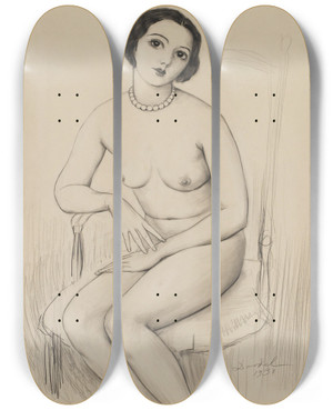 Triptych art skateboard deck of Nils Dardel Armeniska by Nils Dardel (1888-1943)