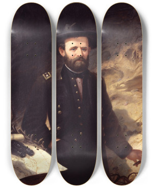 Triptych art skateboard deck of Ole Peter Hansen Balling Ulysses S Grant by Ole Peter Hansen Balling (1823-1906)