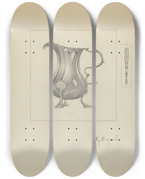 Triptych art skateboard deck of Giacinto Capelli Silver Creamer_2 by Giacinto Capelli (20-)