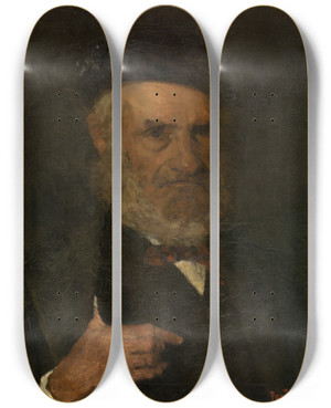 Triptych art skateboard deck of Pericles Pantazis Man With Beret by Pericles Pantazis (1864-1871)