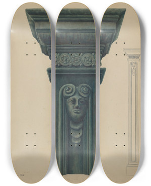 Triptych art skateboard deck of Vera Van Voris Cast Iron Pillar by Vera Van Voris