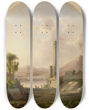 Triptych art skateboard deck of Robert S Duncanson Pompeii by Robert S Duncanson (1821-1872)