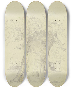 Triptych art skateboard deck of Julius Hamel Tree by Julius Hamel (1834-1907)