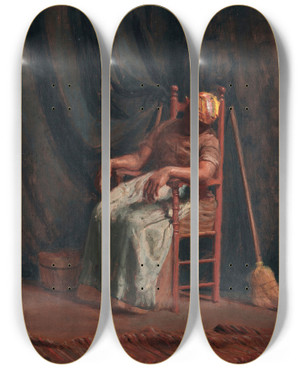 Triptych art skateboard deck of Thomas Pollock Anshutz Aunt Hannah by Thomas Pollock Anshutz (1851-1912)