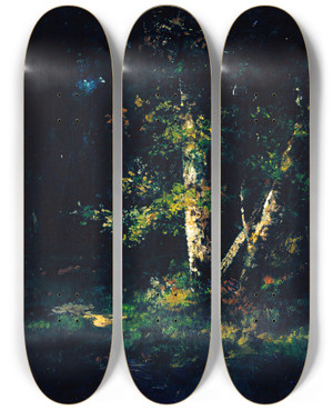 Triptych art skateboard deck of Narcissevirgile Diaz De La Pea Forest Scene_2 by Narcisse-Virgile Diaz de La Pea (1808-1876)