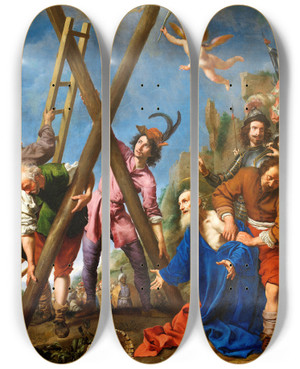Triptych art skateboard deck of Carlo Dolci St Andrew Praying Before His Martyrdom by Carlo Dolci (1616-1687)