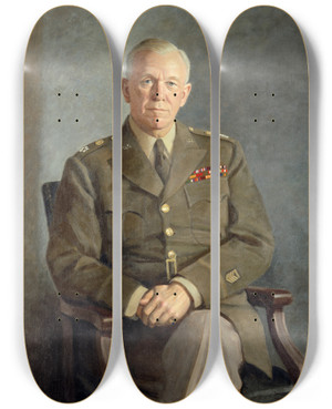 Triptych art skateboard deck of Thomas Edgar Stephens George C Marshall by Thomas Edgar Stephens (1884-1966)