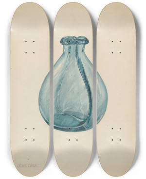 Triptych art skateboard deck of John Dana Gemel Bottle by John Dana (1935)
