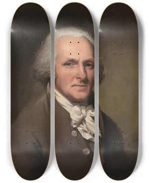 Triptych art skateboard deck of Charles Willson Peale Selfportrait by Charles Willson Peale (1741-1827)