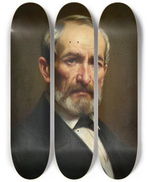 Triptych art skateboard deck of Albert Grfle Selfportrait by Albert Grafle