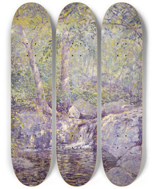 Triptych art skateboard deck of Addison Thomas Millar The Waterfall by Addison Thomas Millar (1860-1913)