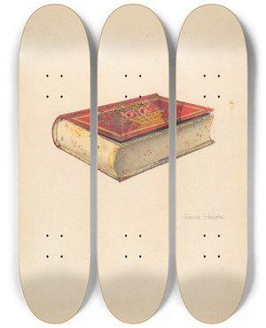 Triptych art skateboard deck of Grace Halpin Painted Tin Trinket Box_1 by Grace Halpin