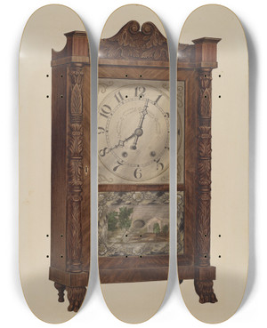 Triptych art skateboard deck of Frank Wenger Shelf Clock_5 by Frank Wenger (20-)