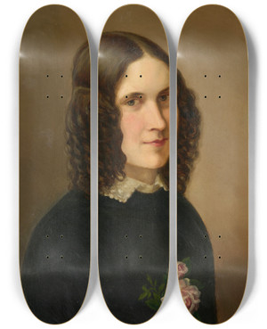 Triptych art skateboard deck of Ida Maier Selfportrait by Ida Maier