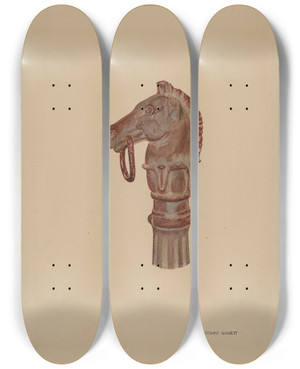 Triptych art skateboard deck of Gerard Barnett Hitching Post by Gerard Barnett