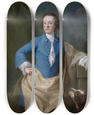 Triptych art skateboard deck of Andrea Soldi Thomas Barrettlennard 17Th Lord Dacre by Andrea Soldi (1703-1771)