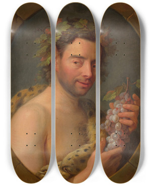 Triptych art skateboard deck of Charlesandr Van Loo Bacchus by Charles-Andr van Loo (1705-1765)