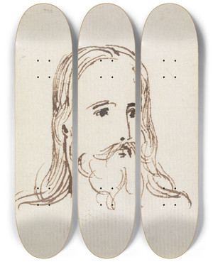 Triptych art skateboard deck of Benjamin Robert Haydon Study For Christs Entry Into Jerusalem_8 by Benjamin Robert Haydon (1786-1846)
