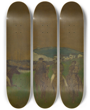 Triptych art skateboard deck of Edgar Degas Morning Ride by Edgar Degas (1834-1917)