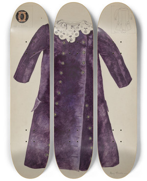 Triptych art skateboard deck of Mary E Humes Childs Coat by Mary E Humes (20-)