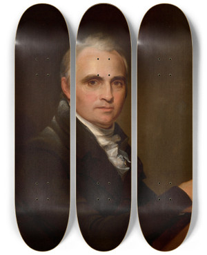 Triptych art skateboard deck of Thomas Sully Portrait Of Mr Dwight by Thomas Sully (1783-1872)