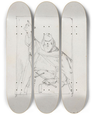 Triptych art skateboard deck of Nicaise De Keyser Peter The Hermit_1 by Nicaise De Keyser (1813-1887)