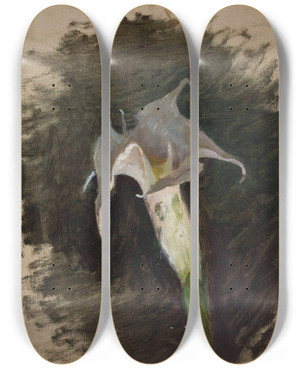 Triptych art skateboard deck of Jan Cigliski Flower by Jan Ciaglinski (1858-1913)