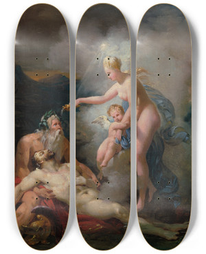 Triptych art skateboard deck of Merryjoseph Blondel Venus Healing Aeneas by Merry-Joseph Blondel (1781-1853)