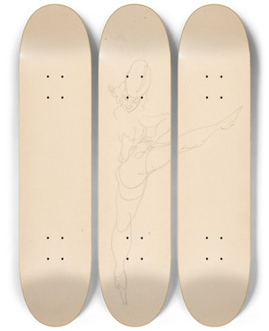 Triptych art skateboard deck of Charles Demuth Vaudevilledancer by Charles Demuth (1883-1935)