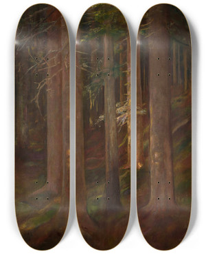 Triptych art skateboard deck of Anna Berent Forest by Anna Berent (1871-1944)