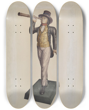 Triptych art skateboard deck of Robert Pohle Ship Chandlers Sign by Robert Pohle
