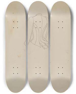 Triptych art skateboard deck of Mae A Clarke Basque by Mae A Clarke