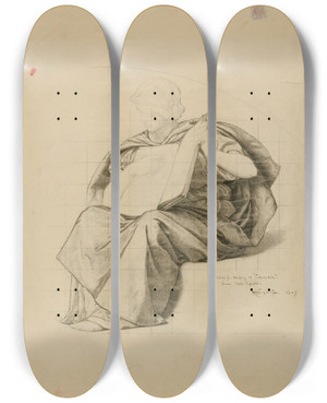 Triptych art skateboard deck of Kenyon Cox Iowa State Capitol Rotunda Education Study For Panel_1 by Kenyon Cox (1856-1919)
