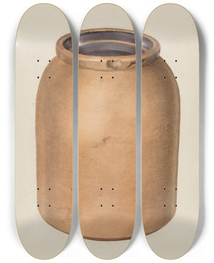 Triptych art skateboard deck of Clyde L Cheney Two Quart Jar by Clyde L Cheney