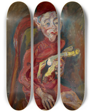 Triptych art skateboard deck of Cham Soutine Child With A Toy by Chaim Soutine (1893-1943)