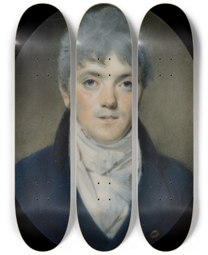 Triptych art skateboard deck of George Chinnery Unknown Man by George Chinnery (1774-1852)