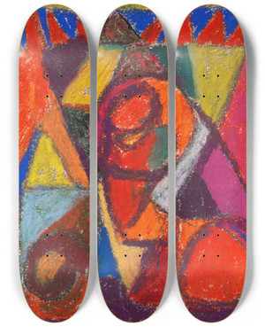 Triptych art skateboard deck of Adolf Hlzel Ohne Titel_3 by Adolf Holzel (1853-1934)